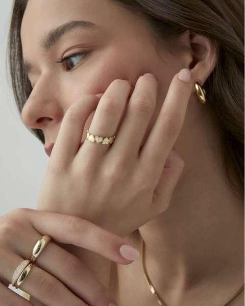 PAVOI 14K Gold Plated Heart Stackable Rings for Women - Love Valentines Statement Chunky Signet Ring Band - Friendship Rings