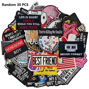 30PCS Unrepeated Tactical Patches Randomly Packed 30Pcs Embroidered Patches Hook and Loop Appliques for Tactical Bags, Vests etc Veteran Embroidered Helldivers Patch funny patch