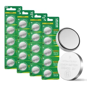 VEVOR CR2450 Lithium Battery, TikTokShopBlackFriday, 20 Count (Pack of 4) Lithium Coin Battery, Non-Mercury and Anti-Swallow Designed, Long Lasting 3V CR 2450 Cell Batteries, for Key Fobs, Glucometers, and Other Devices