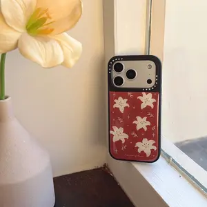 Wood Tone Lily Pearl Phone Case, Gold Foil Electroplated , Resin Gloss Finish,Shockproof Protective Cover Compatible with iPhone 13/14, 14 Pro, 14 Pro Max, 15, 15 Pro, 15 Pro Max, 16, 16 Pro, 16 Pro Max, 17, 17 Pro, 17 Air, 17 Pro Max