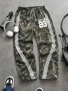 Men's Camo Sport Pants with Belt, Perfect for Daily Wear and Outdoor Activities, Fashionable Comfort Fit, Drawstring Waist, Outdoor Sports Pants, Camo Sweatpants, Fall & Winter