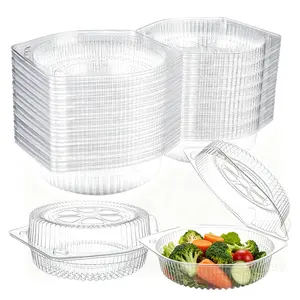 40 Pack Disposable Pie Containers Clear Plastic Take Out Containers Clamshell Takeout Tray With Hinged Locking Lids 6" Clear Flan Container With Lids for Dessert Cakes Cookies Salads Pasta Sandwiches