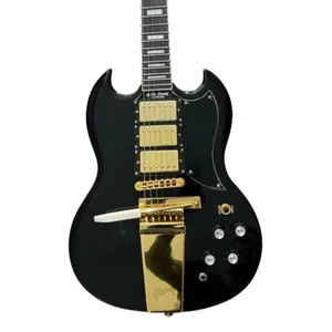 Custom SG Electric Guitar Gold Hardware Mahogany Body Rosewood Fretboard Black ABR-1 Bridge