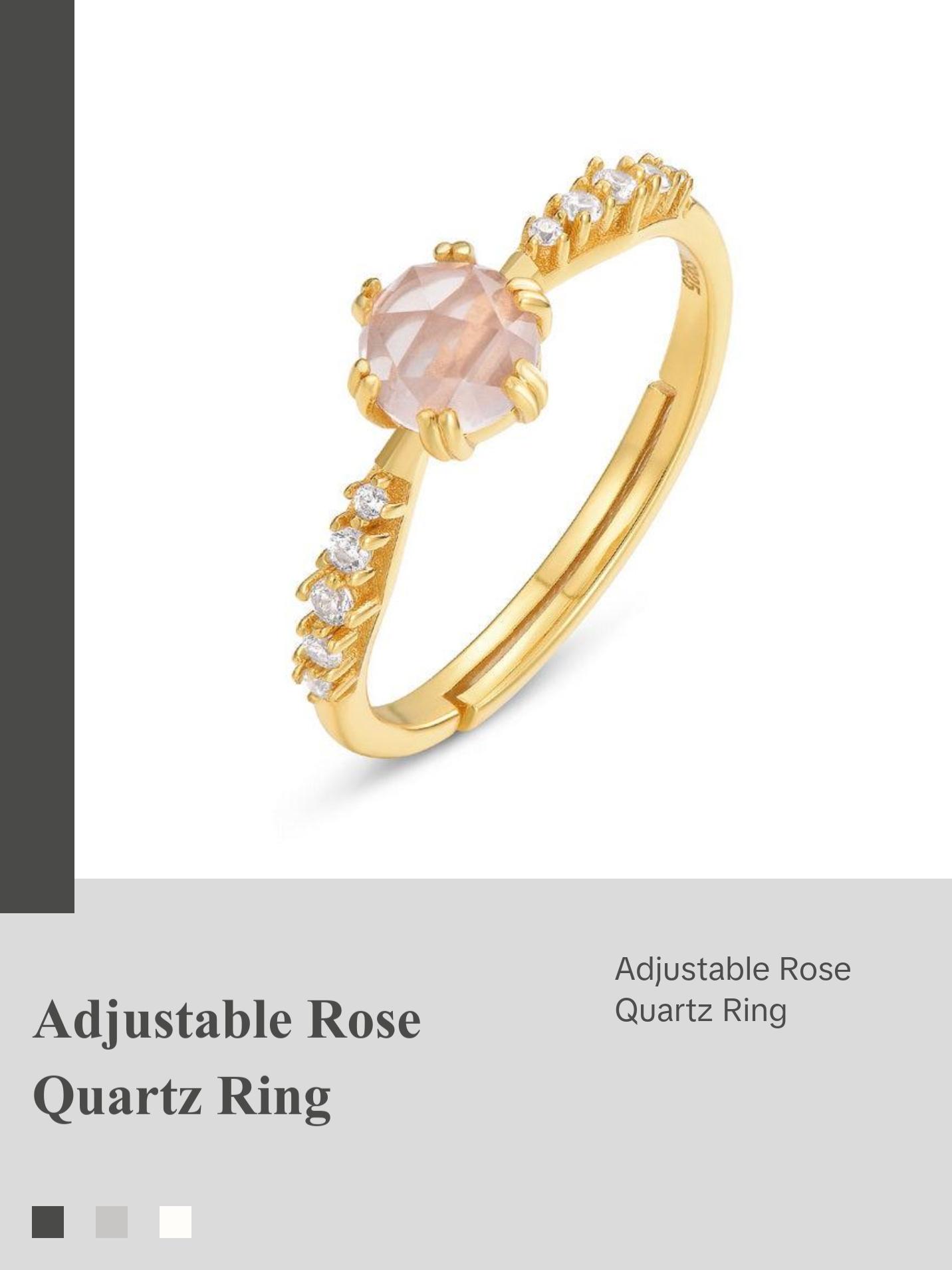 Rose Quartz Dainty Adjustable Ring