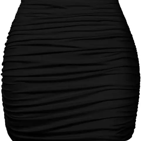 VIRTILA Women's High-Waist Solid Polyester-Spandex Blend Mini Length Bodycon Skirt - Ruched Look, Form-Fitting, Basic Casual, Machine Washable, Cocktail-Ready