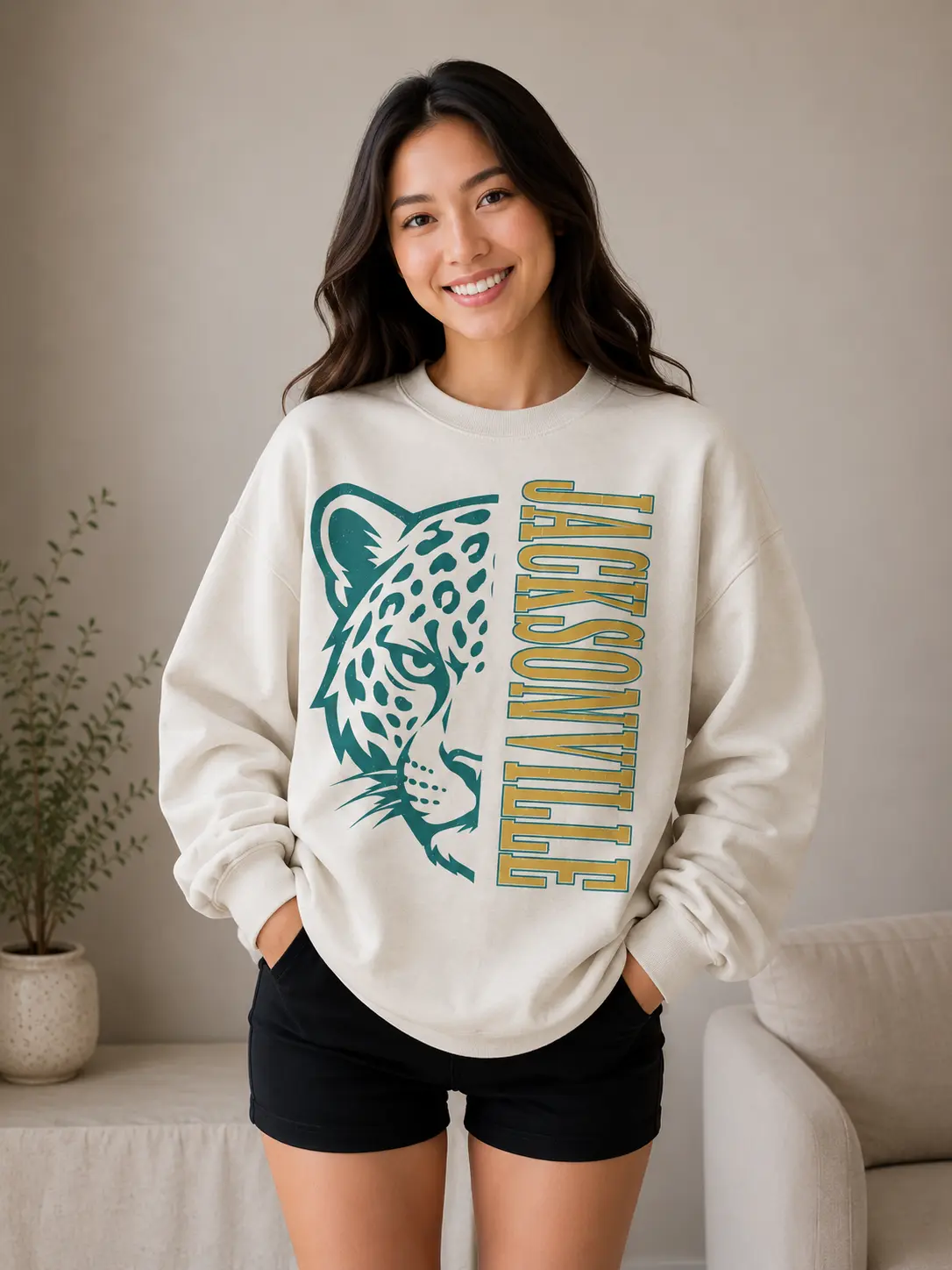 Jacksonville Game Day Vintage Sweatshirt, 90s Retro Graphic Tee, Funny Mascot Oversized Shirt, Football Fan JJG011