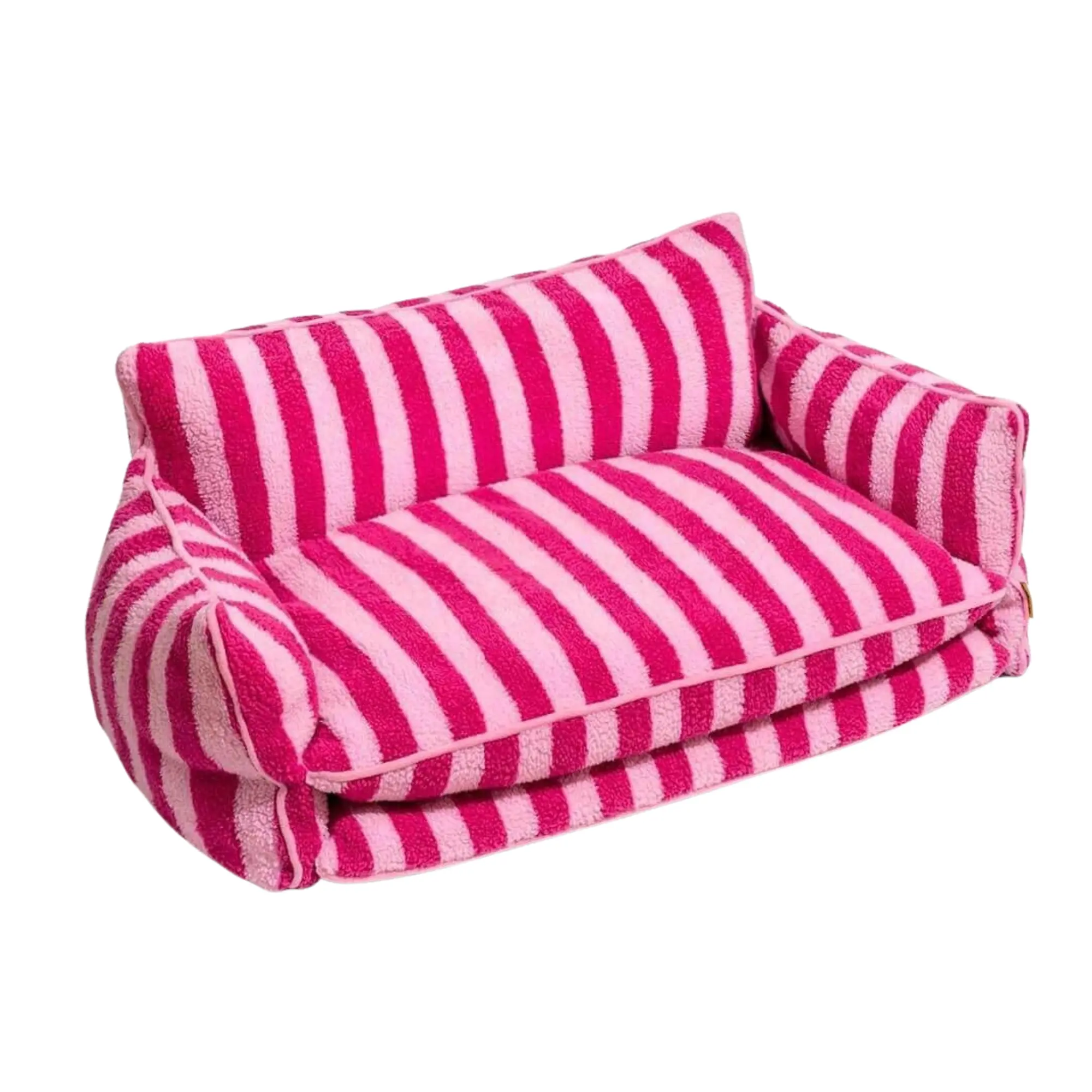 Glow Pups Pretty Pink Striped Dog Bed - Sofa-Style
