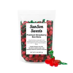 Strawberry Bonbon Candy 2LB – Premium Strawberry Filled Hard Candy with Soft Center, Individually Wrapped Fruit Sweets, Old-Fashioned Strawberry Candy