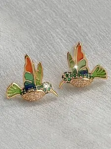 Pair of Bohemian Style, Colorful Enamel Hummingbird Earrings, Suitable for Travel Souvenirs and Women's Gifts, Alloy Body, Four Seasons Wear