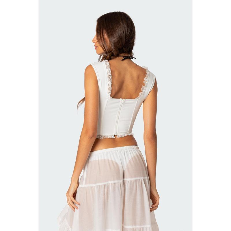 Button Front Lacey Corset