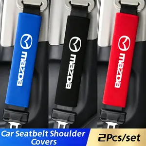 2pcs Car Seatbelt Shoulder Pads, Simple High-End Design, Anti-Chafing, Suitable for Mazda Models, Automotive Accessories