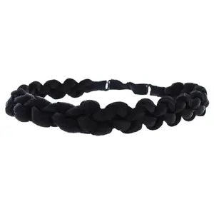 212 MAIN Women's Thick Braided Elastics Hair Headband, Easy Slip-On Design, Layered Look - Style I0085879, R2 Ebony
