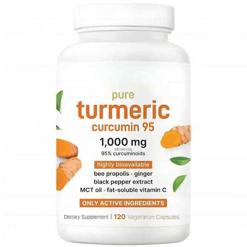Turmeric Curcumin 1000mg 95%Curcuminoids with Black Pepper & MCT Oil for UltimateAbsorption No Filler No GMO - 120 Vegetarian Capsules Healthcare Fitness Dietary Optimum Edible Supplement Nutrition