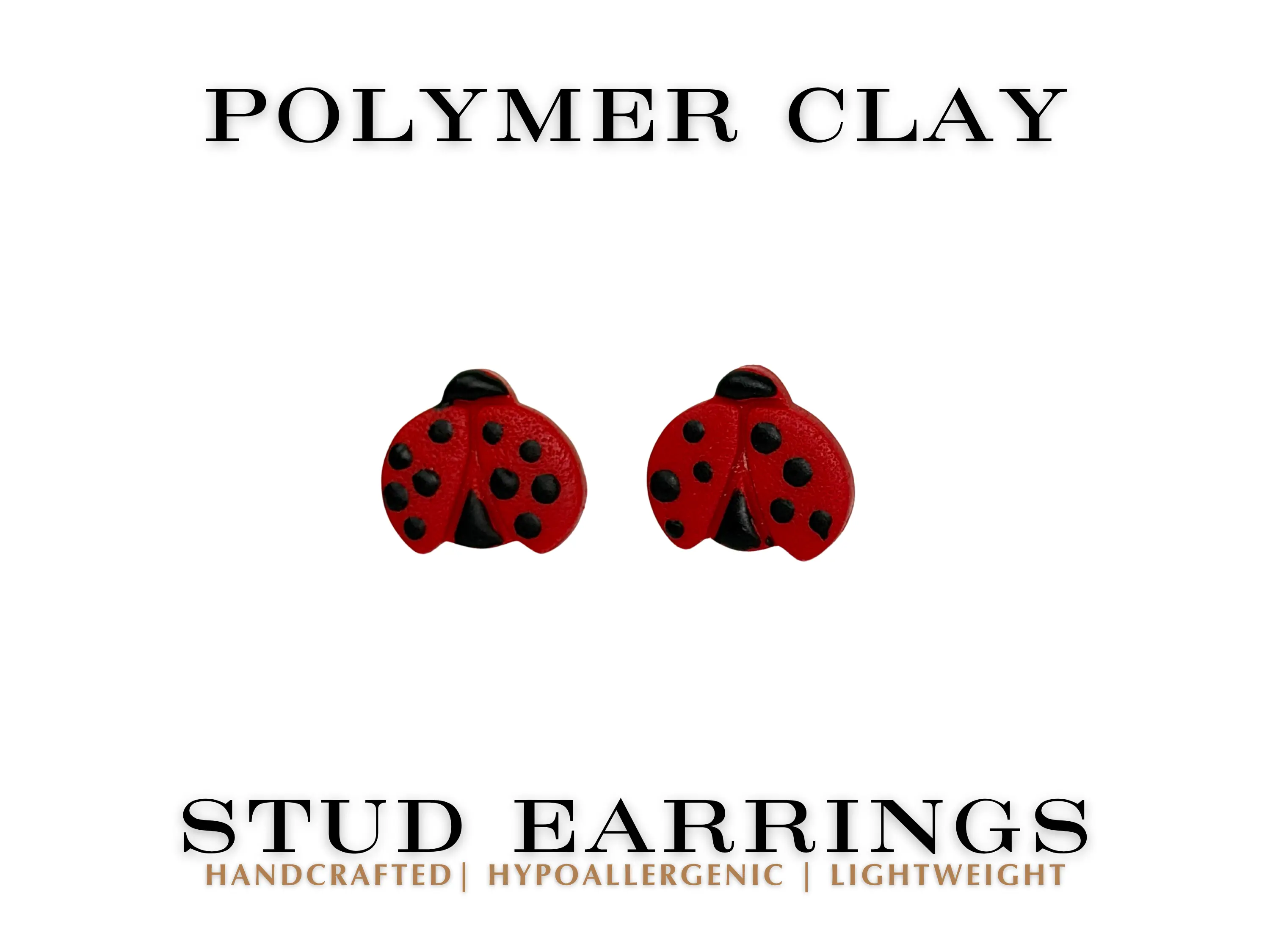 Lucky Ladybug Stud Polymer Clay Stud Earrings