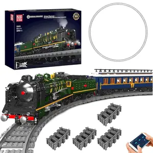 Mould King 12025 Orient Express Steam Locomotive Train Building Kit with LED Lighting, Remote/App Control Passenger Toy Block Set, Train Model with Motors and Tracks for Adults Kids(3898 PCS)