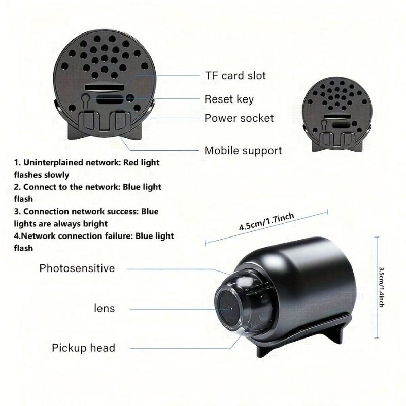 Mini WiFi Camera 1080P HD Night Vision Included Motion Detection Remote Monitoring 160° Wide Angle Micro Baby Monitor for Home Office Store Warehouse (1Pcs)