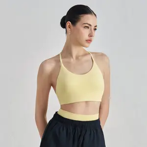 TikTok's most popular summer new European and American style sports bra with exposed arms and back, thin strap yoga tank top sports bra for women.