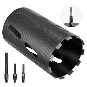 【fathersdaygift】VEVOR Core Drill Bit, 6 inch Diameter, 9-1/2 inch Drilling Depth, 5/8-11 Internal Thread, Diamond Dry Coring Bit with 3 Adapters, Pilot Drill and Hex Wrench, for Concrete, Red Bricks, and Masonry