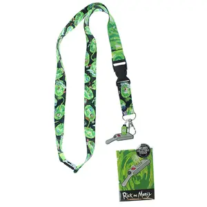 Rick And Morty Lanyard with ID Holder, Portal Gun Rubber Charm and Sticker