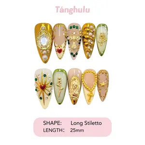 No.173-184 Stiletto/ Dark/ Acrylic Handmade/ Long-lasting/ Tanghulu press-on nails/ Reusable Premium Nails