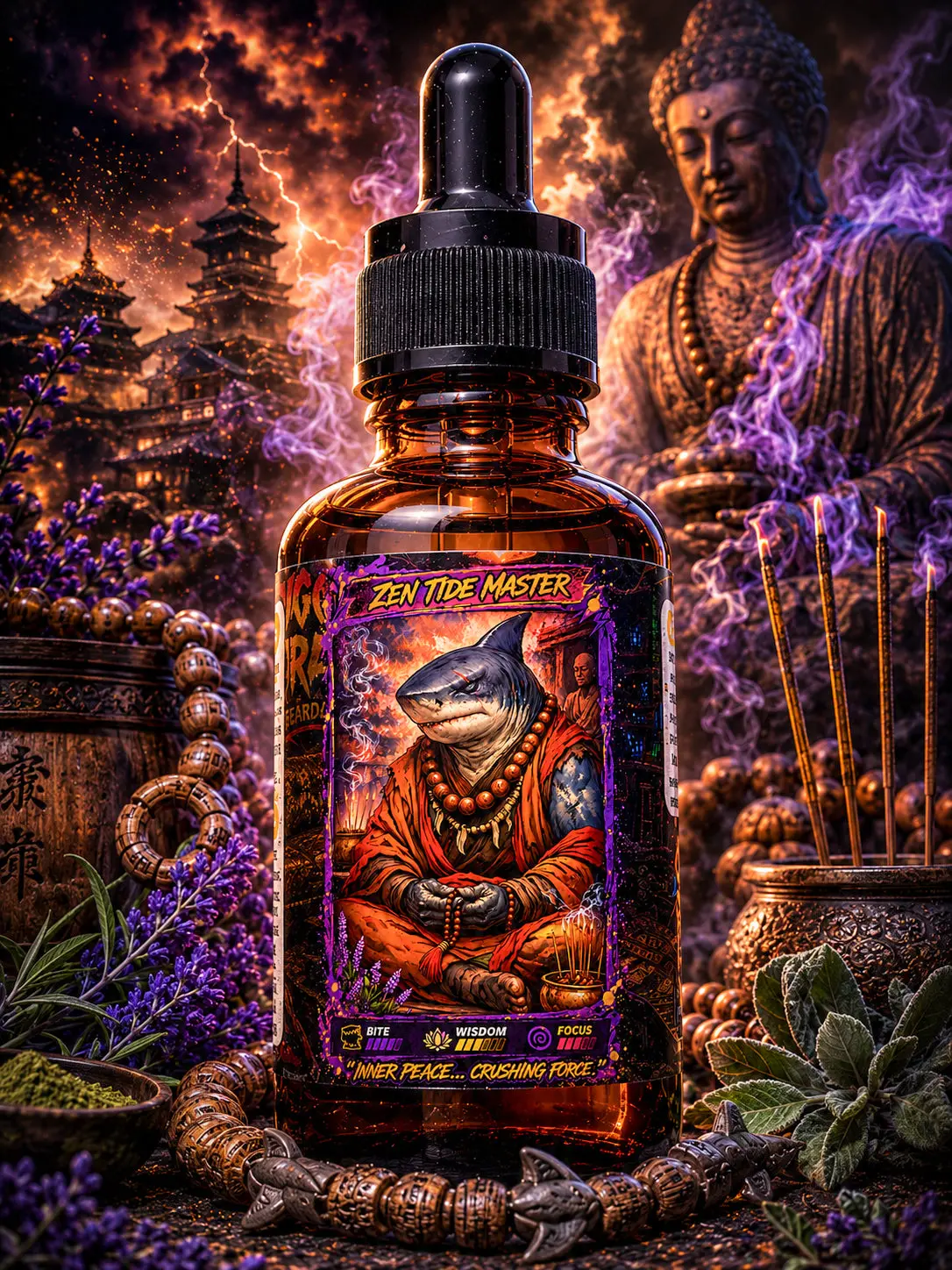 Zen Tide Master - Wild Lavender, Temple Incense, and Aged Teakwood Beard Oil, Butter & Cologne