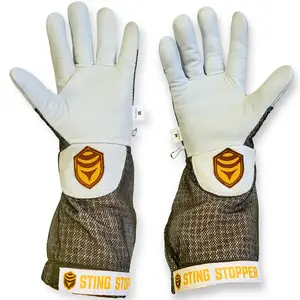 Sting Stopper Ventilated Goat Skin Beekeeping Gloves - Olive Green