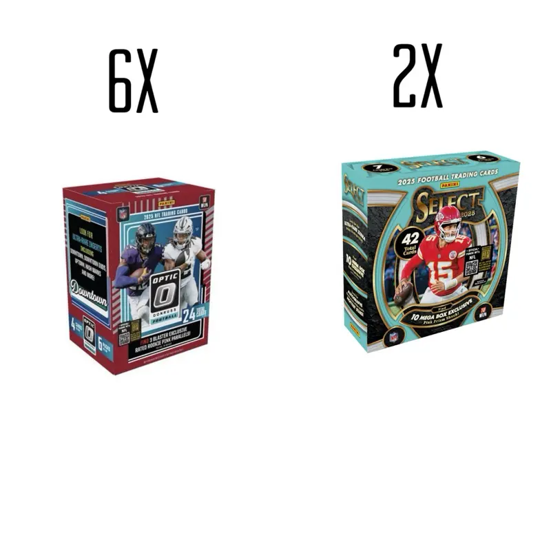 Break #377 2025 Select Football Mega x2 + 2025 Donruss Optic Football Blaster x6. | Pick Your Team (PYT) Break
