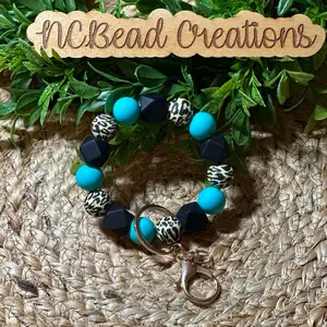 Silicone Bead Wristlet, Cheetah Print, Silicone Beads, Wristlet Keychain, Cheetah Print Wristlet