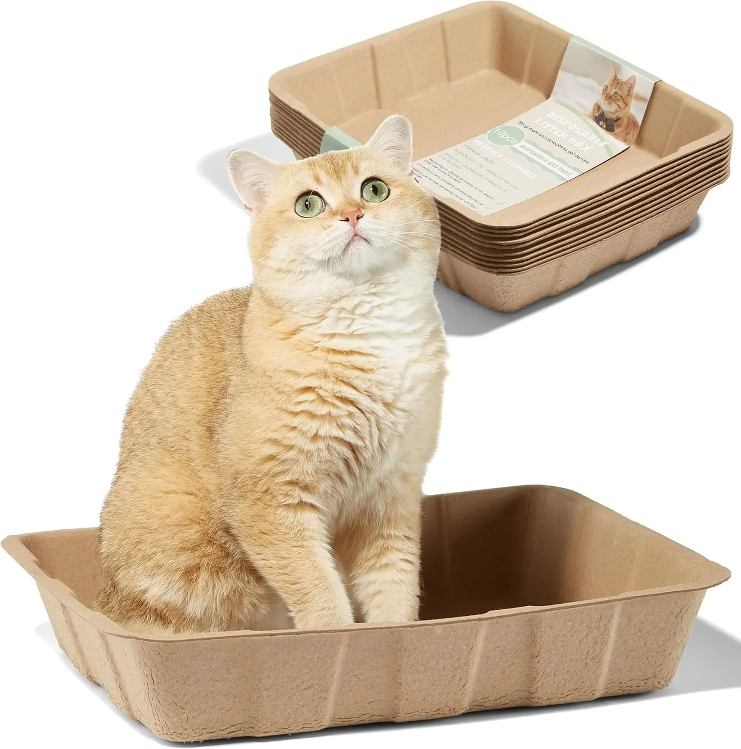 Disposable Leakproof Cardboard Litter Boxes for Cats 5 Pack Portable Travel Toilet Trays for Kitty and Small Animals