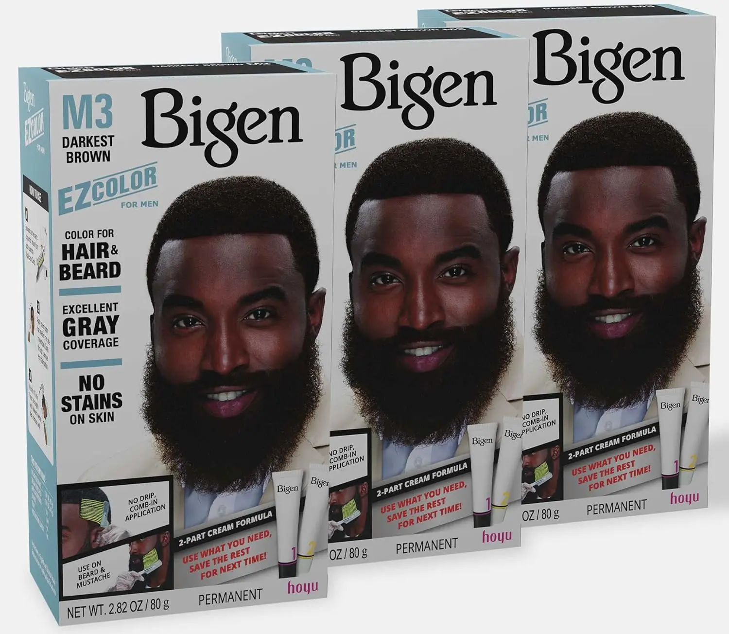 M3 Bigen EZ Color for Men Darkest Brown - 3 Pack