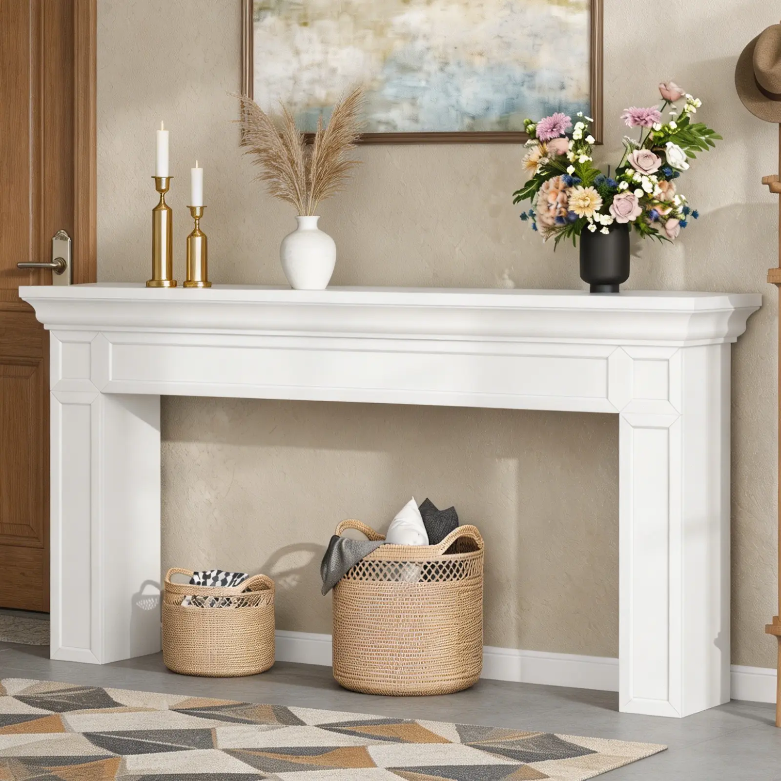 Loomie 63-Inch Long Console Tables, White Entry Table, Modern Rectangular Sofa Table Behind the Couch, Narrow Long Entry Accent Table for Living Room, Entrance, Hallway, Foyer