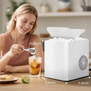 CONCETTA Countertop Bullet Ice Maker, 9 Pcs in 6 Mins, 26 lbs/24 H, Includes Ice Scoop and Basket, White