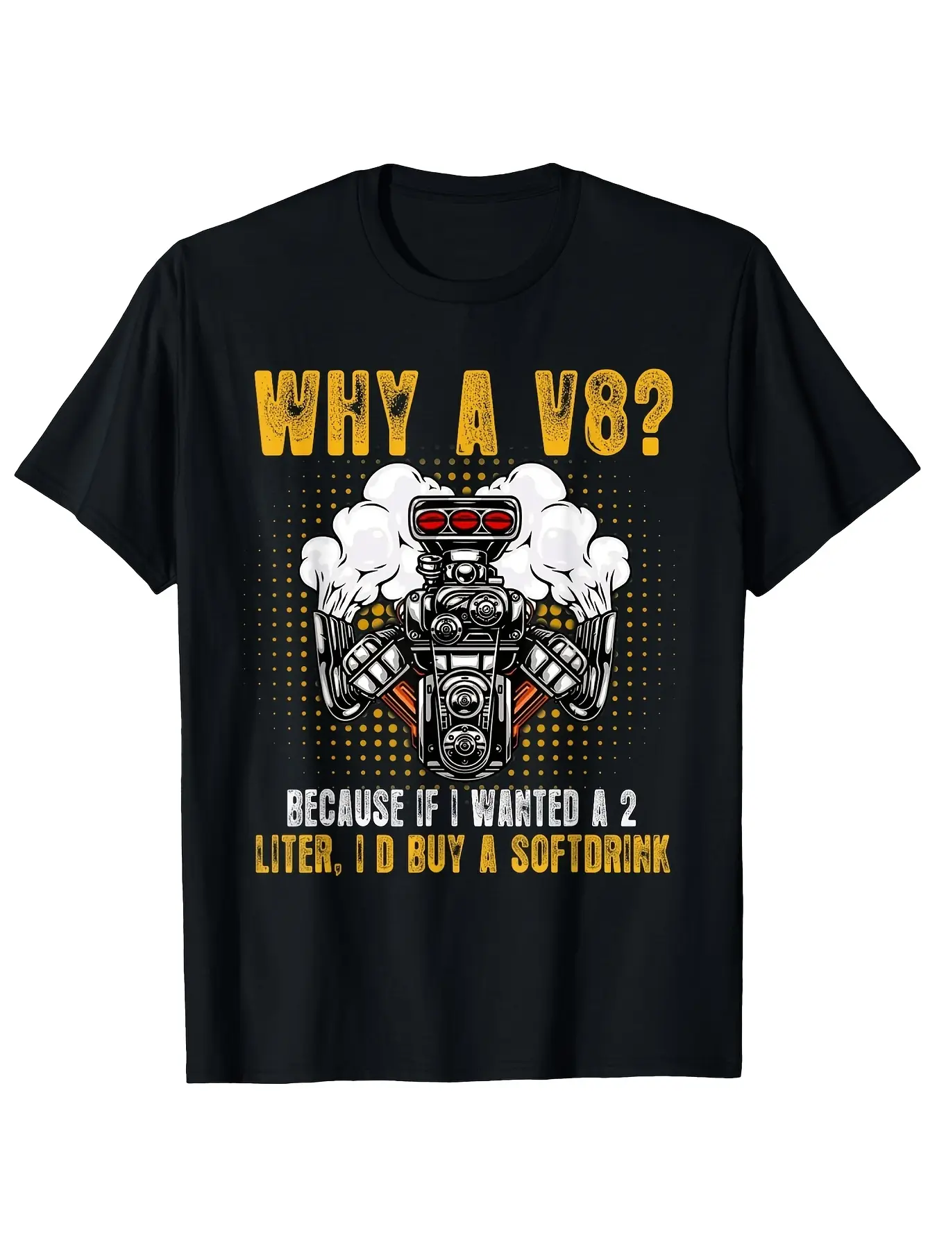 Men's Retro V8 Engine T-Shirt with V8 Block Diagra unisex soft cotton short sleeve t shirt, vintage graphic casual tee for men women teens, perfect birthday holiday gift for camping travel gym daily street casual wear