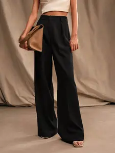 Women's Solid Wide Leg Trousers, Palazzo Pants, Casual Comfy Trousers for Daily Wear, Ladies Bottoms for All Seasons