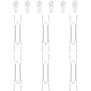 6 Pack Plate Hangers for The Wall, Suitable for 10-14 inch Art Plate, Stainless Steel Invisible Heavy Duty Wire Plate Holder with Wall Hooks, Plate Hangers for Displaying Plates, Platter, Dish, Silver