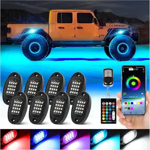 8 Pods Segmented RGB LED Rock Lights for  Golf Cart Offroad Pickup SUV UTV, 12V  Underglow Lights Kit with APP/RF Multi Zone Control, Neon Multicolor Underbody Light with