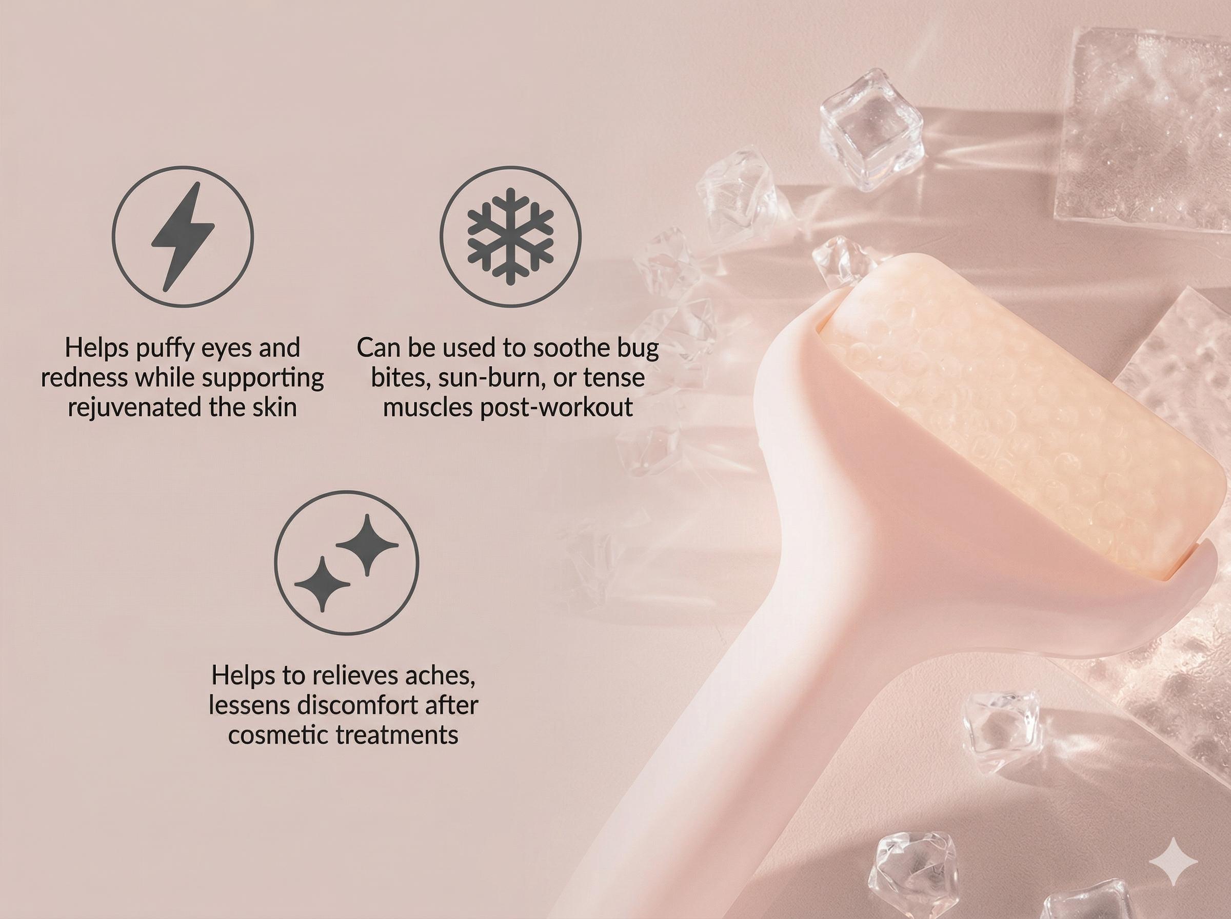 Ice Roller for Face & Body 1.5x Enhanced Cooling Beads Puffy Eyes Redness Reducer Physical Cooling Skin Care Roller for Post-Sun Workout Recovery