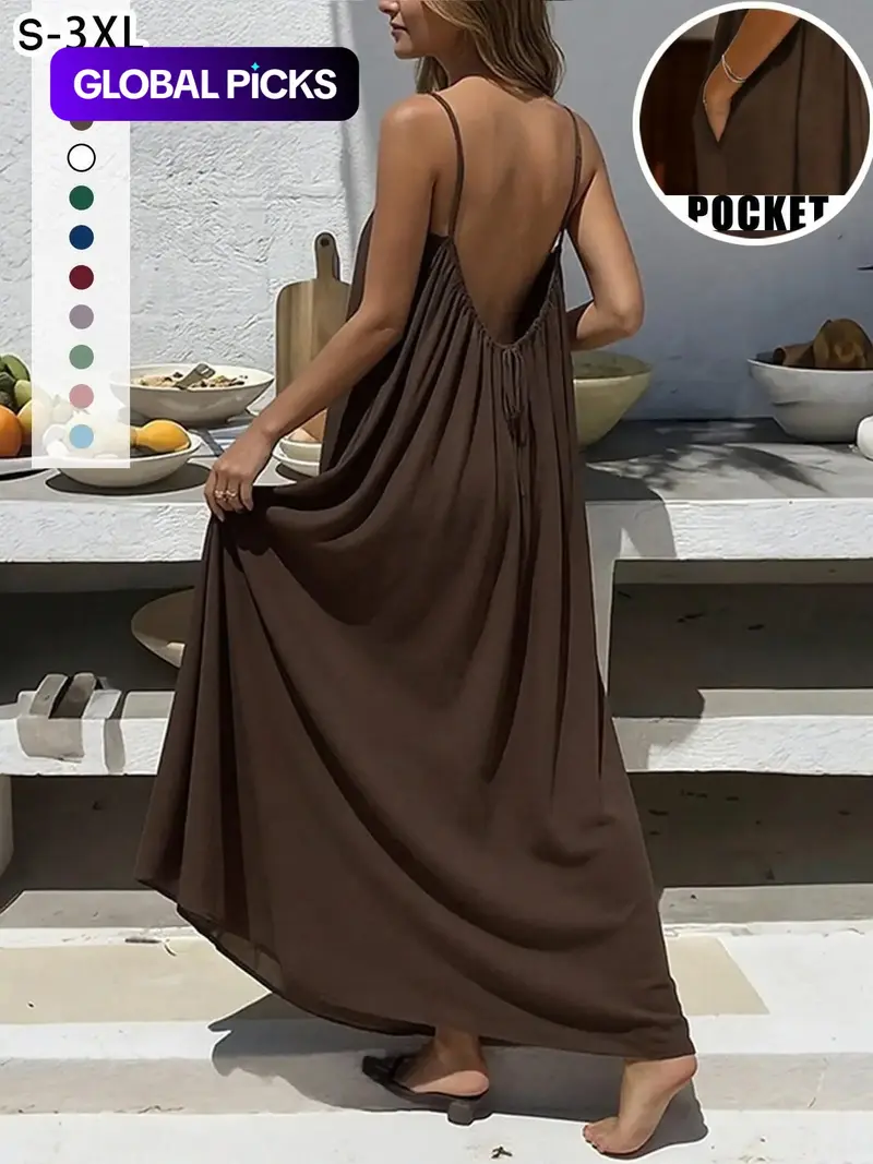New Women's Backless Cami Dress, Loose-Fit Homewear, Sexy Sleepwear, Beach Cover-Up, Multiple Colors & Sizes Available - TikTok Shop New Women's Backless Cami Dress, Loose-Fit Homewear, Sexy Sleepwear, Beach Cover-Up, Multiple Colors & Sizes Available - TikTok Shop