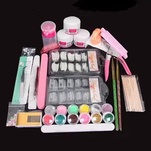 Professional Acrylic Nail Set, 12 Glitter Acrylic Powder & Nail Art Tips & Nail Art Decoration & Accessories, DIY Nail Art Tools, Nail Supplies for Beginners