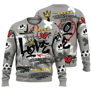 High Satin Shadow 1s Shirt, Happy Love Beats Graffiti Streetwear All Over Print Unisex Sweatshirt