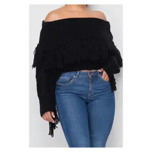 Shoulders Out Fringe Sweater