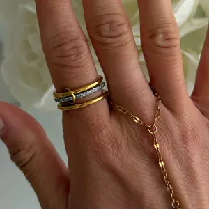 EVRY JEWELS Gold or Silver Plated Women's Hypoallergenic Viral Stacked Rings