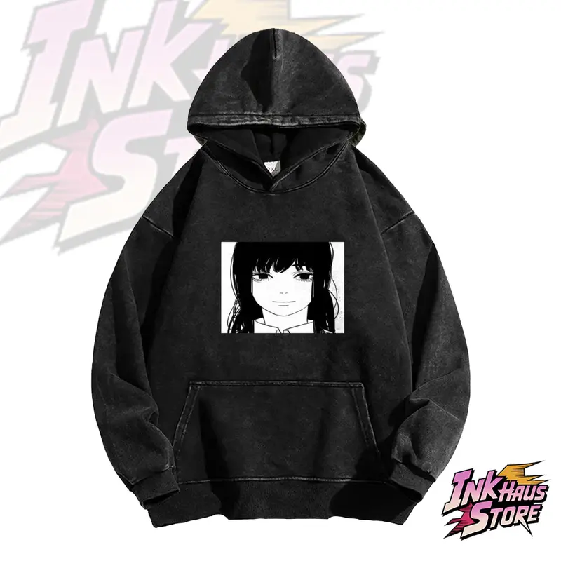 Asa Mitaka  Chainsaw Man Acid wash vintage hoodie cool anime clothing gift, CSM fan outfit - Long Sleeve Cotton Unisex Anime fashion style