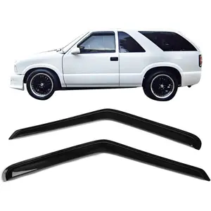 Window Visor Compatible With 1994-2005 Chevy S10 GMC Jimmy Sonoma Isuzu Hombre, Slim Style Dark Smoke Tint Acrylic Shade Rain Sun Guard Wind Vent Air Deflector by  1995 1996 1997 1998