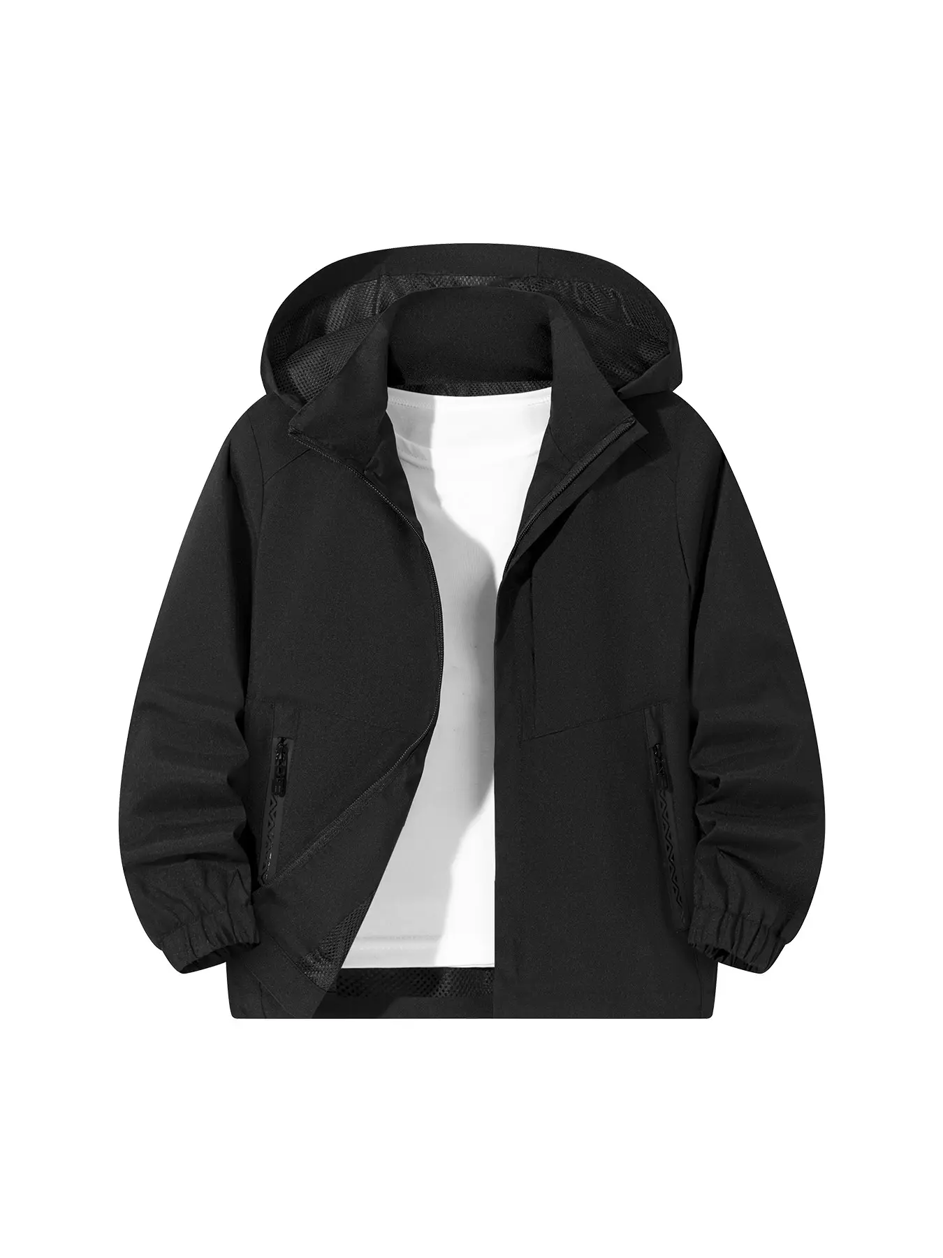 Girls' Long Sleeve Hooded Jacket, Breathable Mesh Lining, Casual Loose Fit, Spring & Fall Wear, Versatile Fashion, Zipper Front Jackets