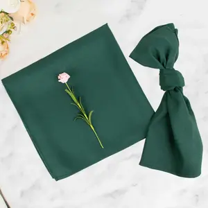 5 Pack Premium Polyester 20"x20" Napkins Hunter Emerald Green - Wrinkle-Resistant & Durable Dinner Napkins