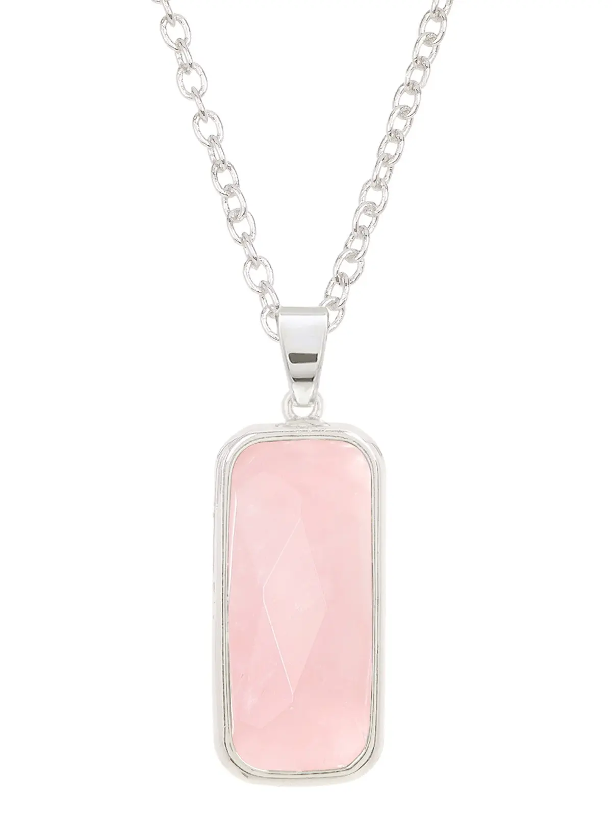 Rose Quartz Rectangle Necklace, Natural Gemstone Jewelry For Women Gift, Enchanted Rose Quartz Elegance Necklace