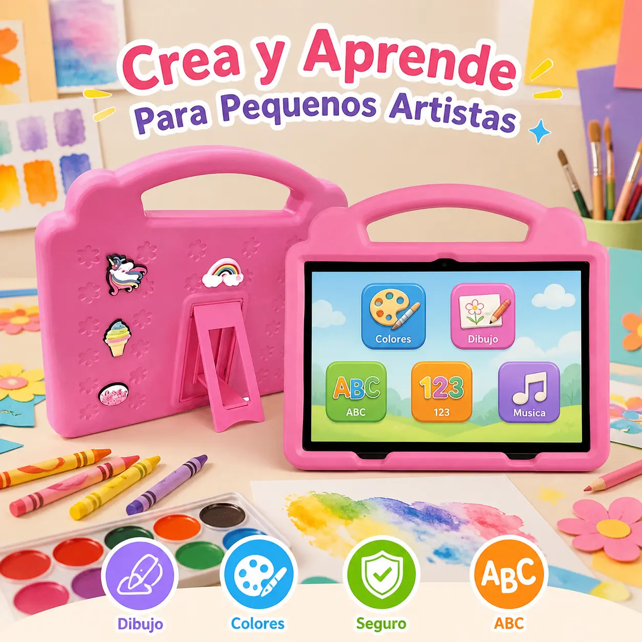 Kids Tablet 10-inch Android OS with Protective EVA Shockproof Case 3GB RAM 32GB ROM WiFi Bluetooth Gift for Children Learning System Quad Core Educational pritom educativa parental control tablet rom tablet