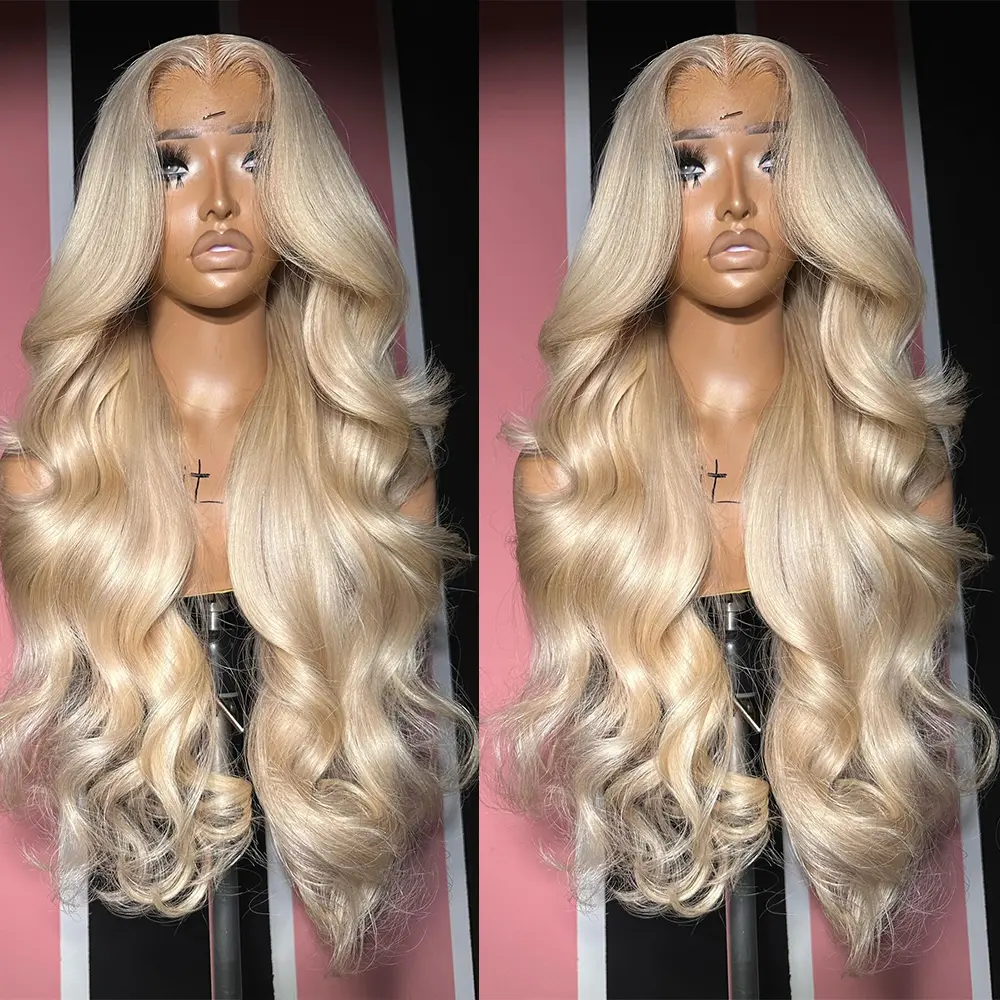 Transparent Lace Frontal wigs Ash Blonde 200% 13x6 HD Lace Human Hair wigs Toned Blonde Body Wave Wigs Pre Plucked Natural Hairline For Woman Can Be Restyled