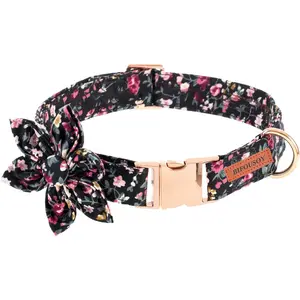 Dog Collar for Girl Dog,Flower Female Dog Collar Puppy Collar Floral Pattern Dog Collar Cute Dog Collar with Detachable Flower Decoration Adjustable Collars for Small Medium Large Dog Siroomly